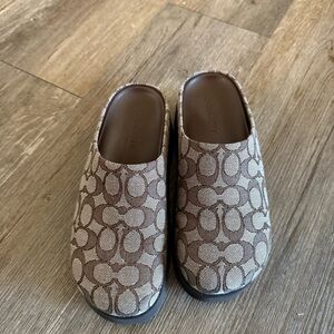 Coach Brown Signature Mules